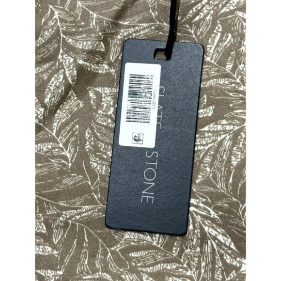 SLATE & STONE Men's Khaki Palm Print 7" Cotton Twill Short 36 - Picture 6 of 9